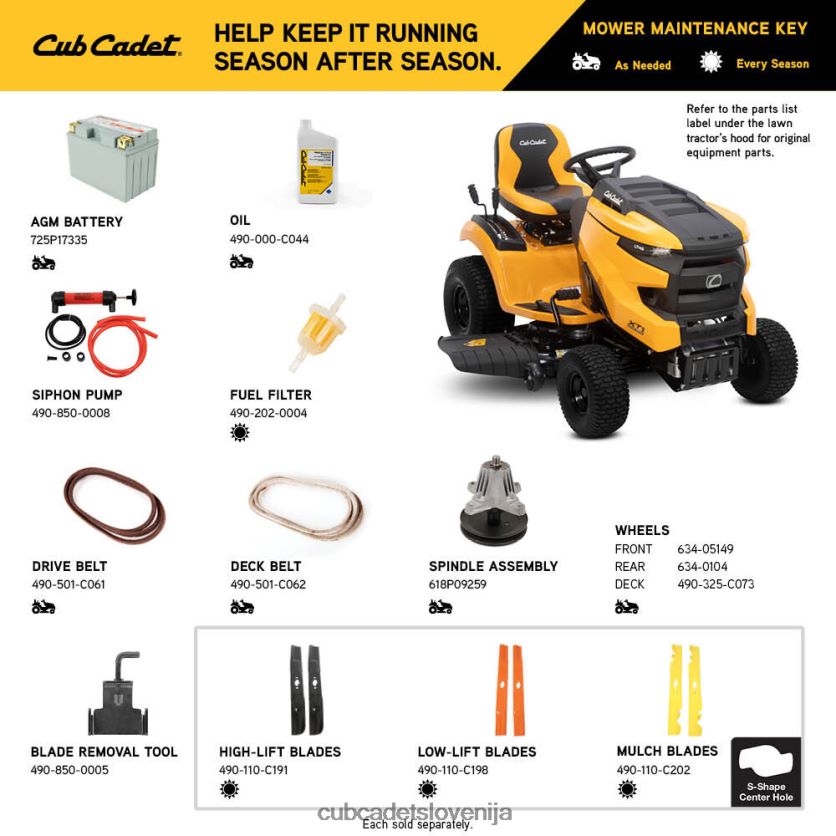 Cub Cadet xt1 lt42b opremo XL2JH439