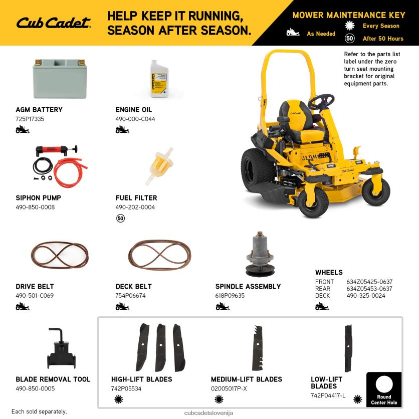 Cub Cadet ztxs4 48 opremo XL2JH426