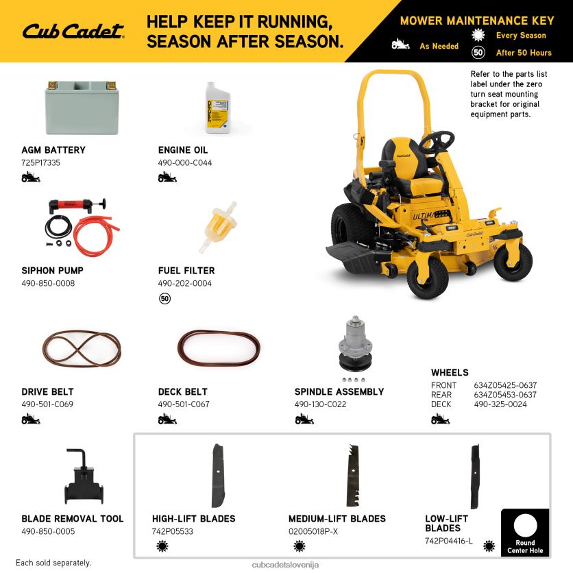 Cub Cadet ztxs4 54 opremo XL2JH418